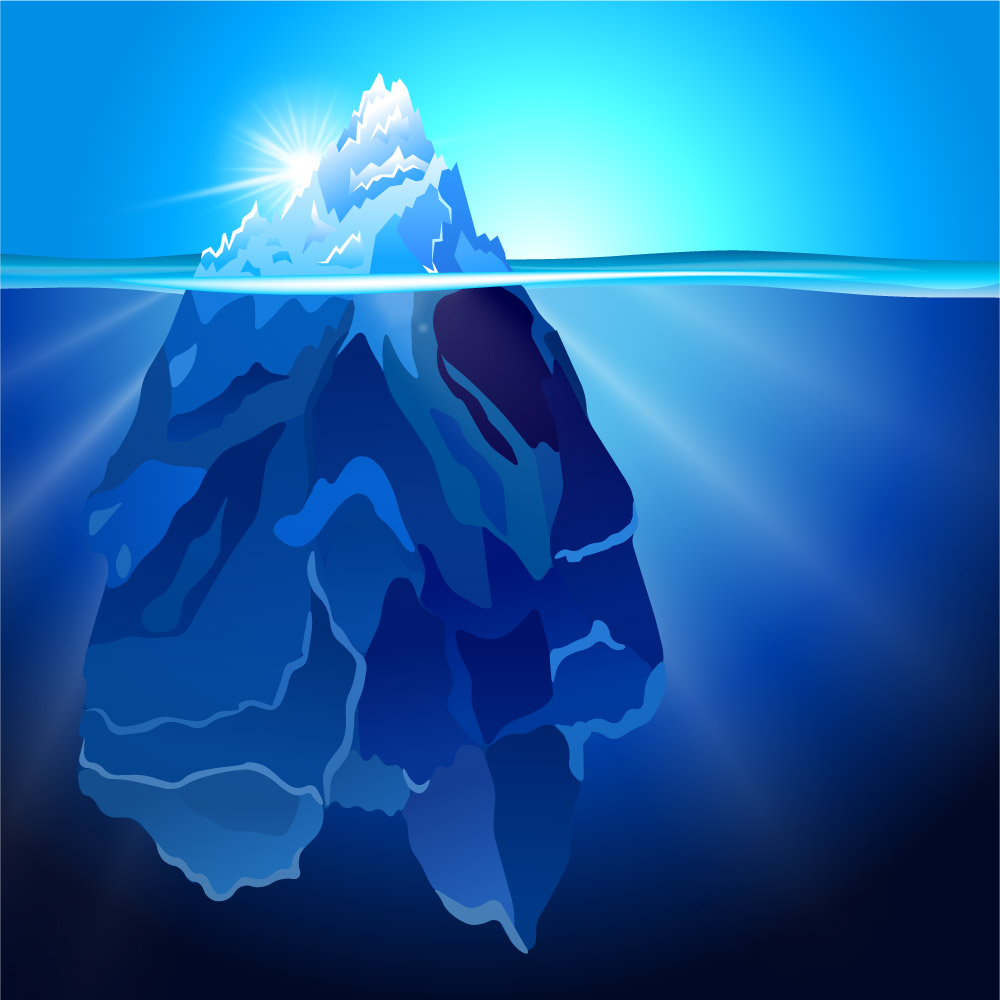 Image of an Iceberg to show how there is more power in salesforce beneath the surface